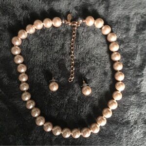 Kenneth Jay Lane simply pink, simulated pearl necklace and earring set